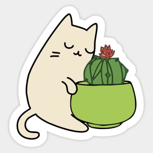 Dwarf chin Cacti hugging Cat Gardener Sticker